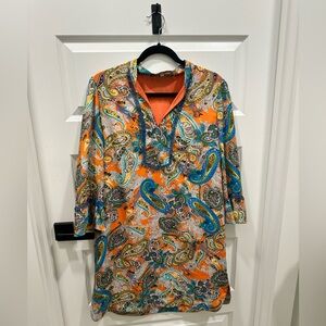 Jade Paisley Silky beautifully vibrant dress orange and blue size large